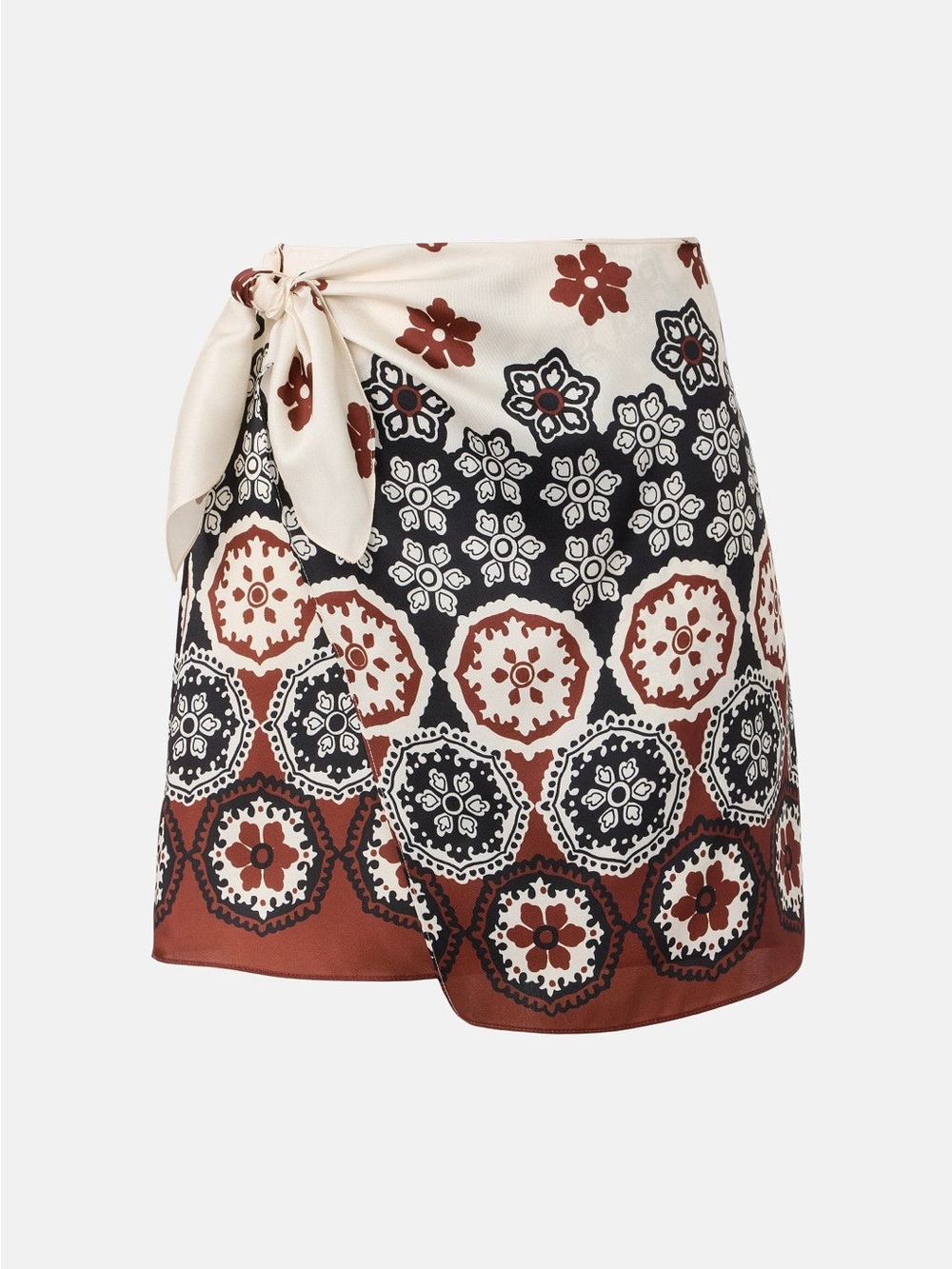 Tanya Taylor Ivory, Rust & Black Printed Mini Skirt